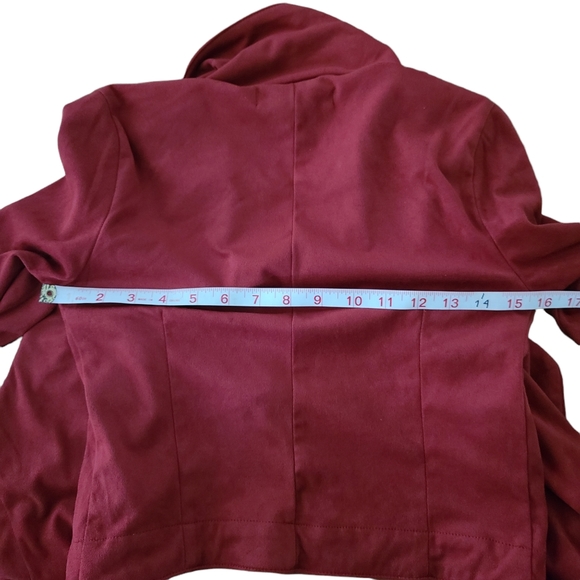 Generation K Suede Look Super Soft Jacket in Deep Red Marsala Size S - Picture 3 of 6